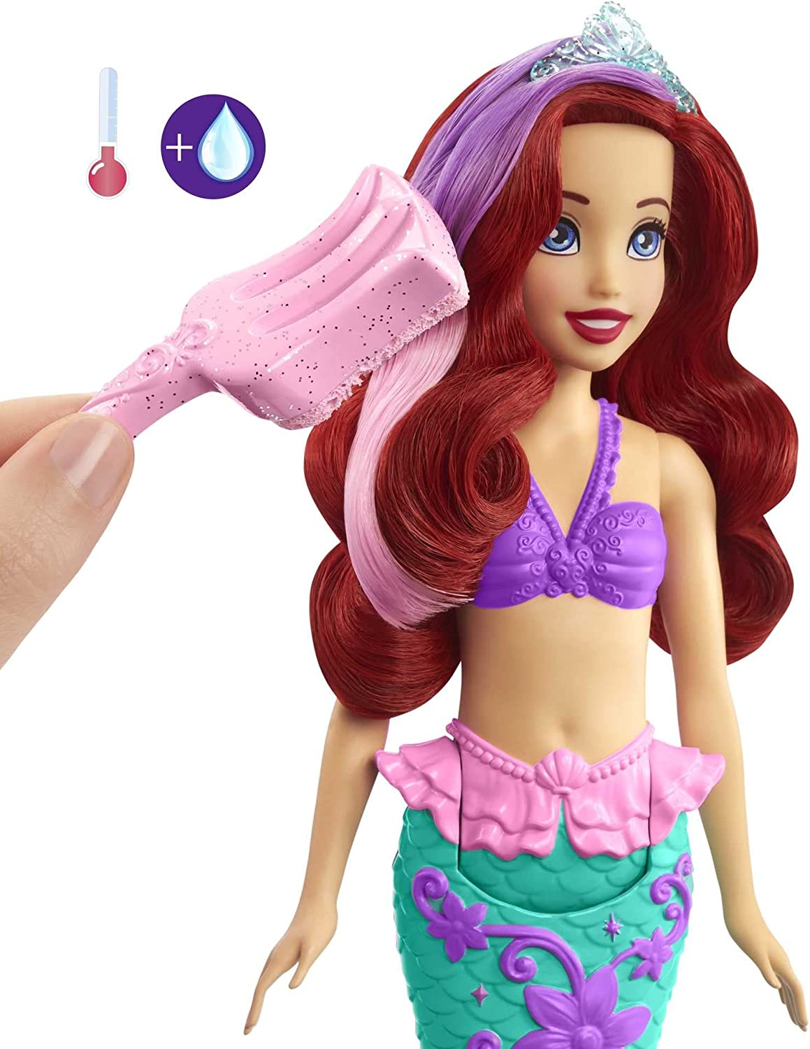 Ariel Mermaid Doll with Colour Changing Hair and Tail Fin | Barbie