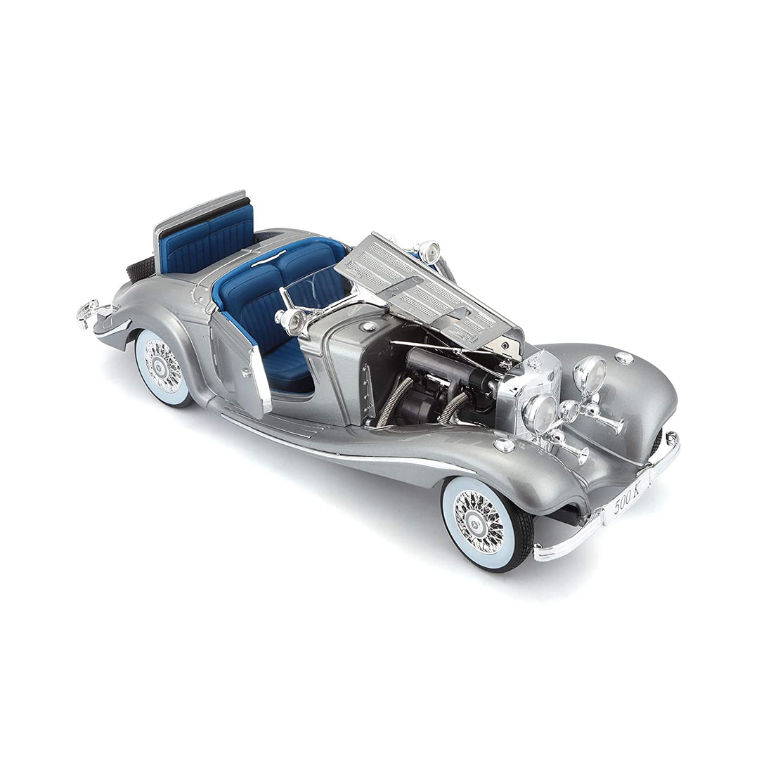 Modellino Auto Maisto 1/18 Mercedes 500K Special Roadster 1936 – Pressofuso Grigio