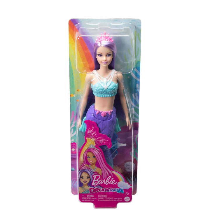 Dreamtopia Mermaid Doll (Purple Hair), Toy For 3 Years And Up | Barbie