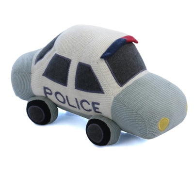 Police Car: Soft Toy for Babies / Kids - Light Blue , Black and Natural | Pluchi