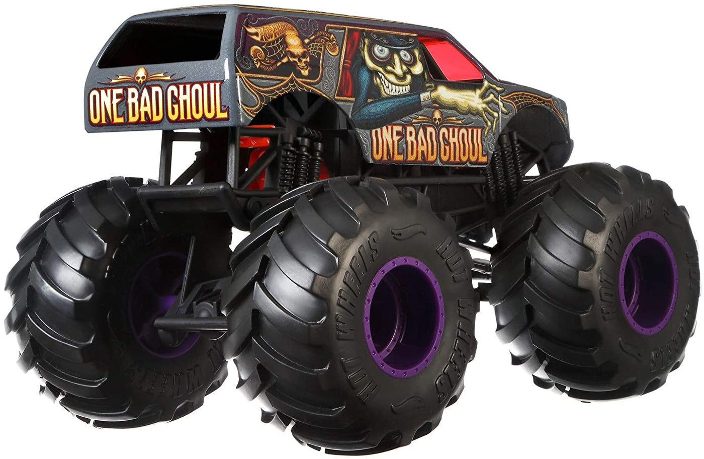 Monster Trucks One Bad Ghoul Giant Wheels with Crushable car 1:64 Tinted | Hot Wheels®