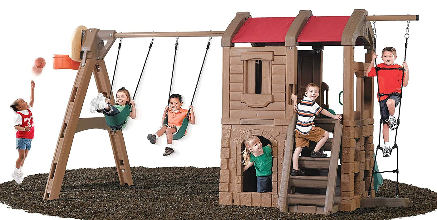 Np Adv. Lodge Play Center with Swings, Slide & Glider | Step2