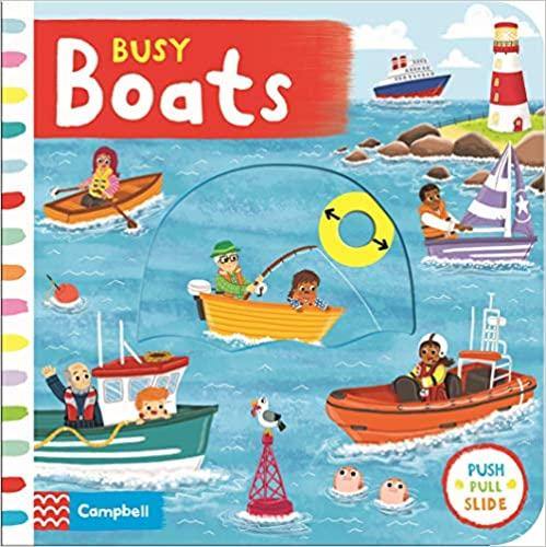 Busy Boats - (Push Pull Slide) Board Book | Campbell Books