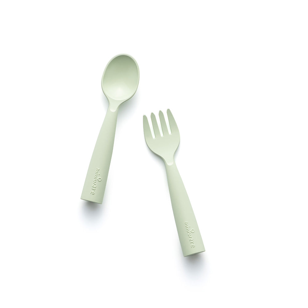 Cutlery Fork & Spoon Set - Green | Miniware