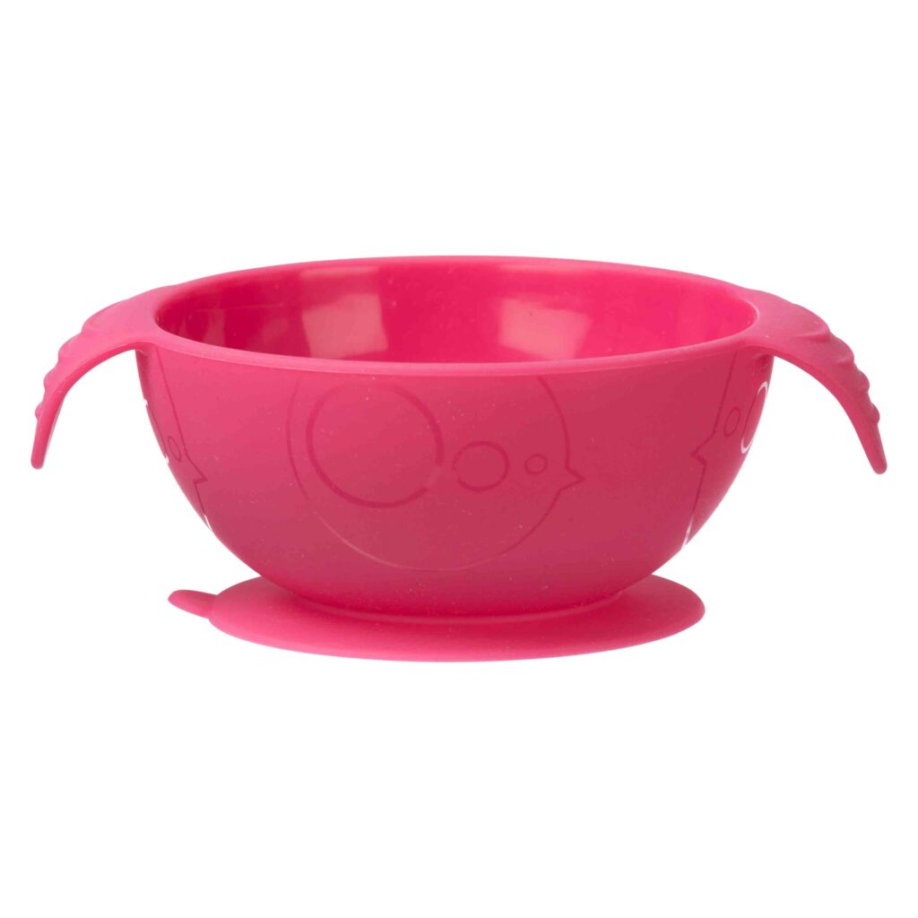 Silione First Feeding Bowl Set with Spoon – Strawberry Shake Pink Orange | b.box