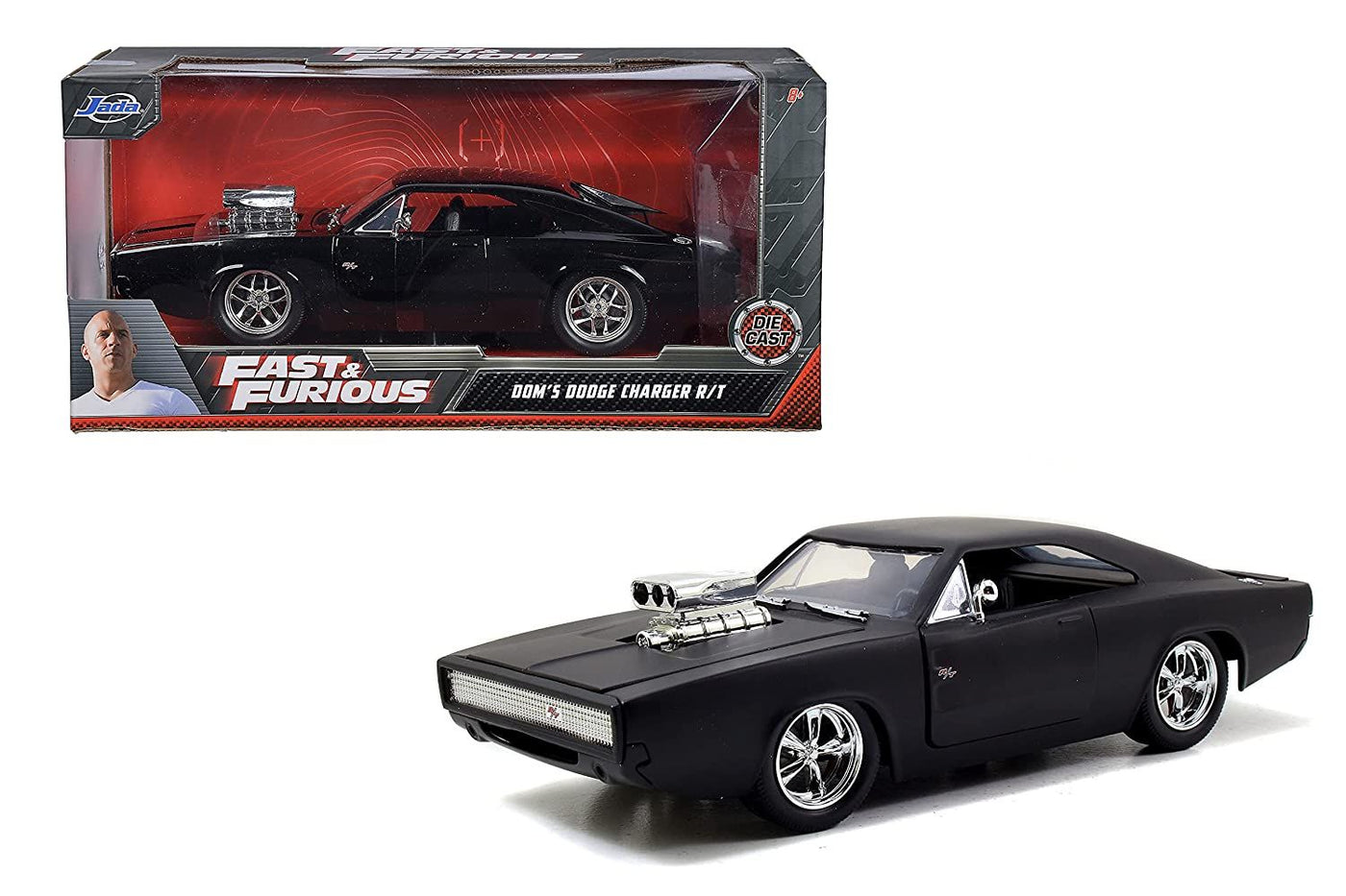 1970 Dodge Charger: Fast & Furious (Matte Black) - Diecast Car 1:24 Scale | Jada Toys