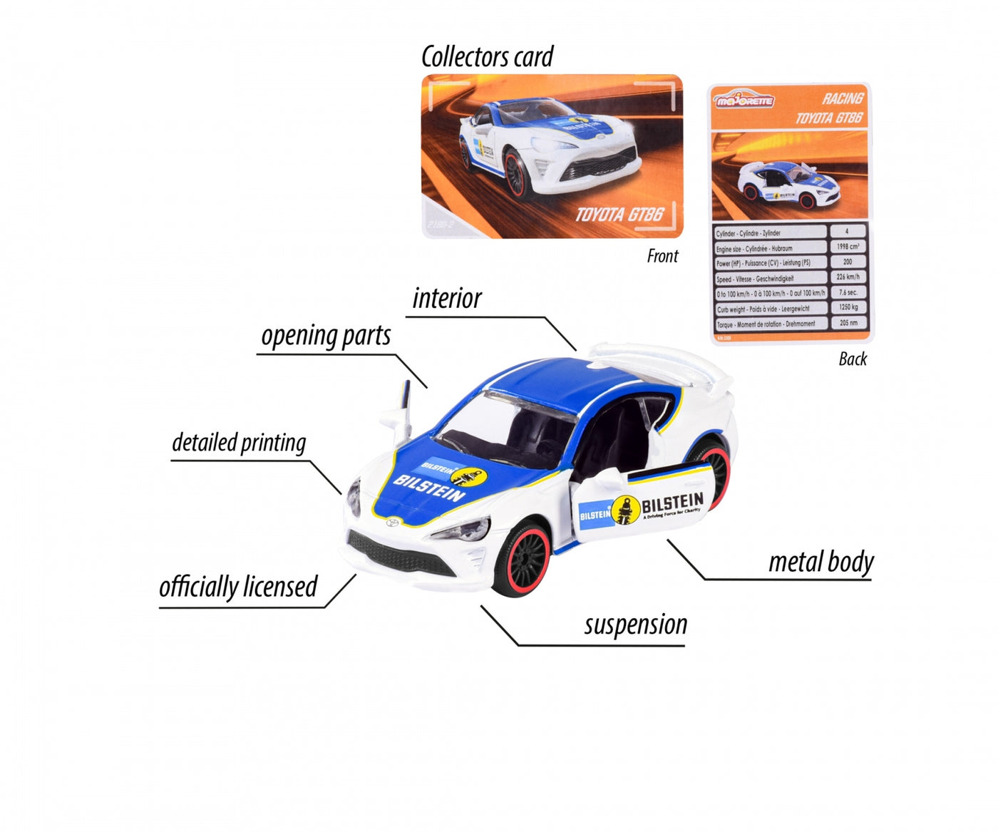 Toyota GT86 Bilstein- Racing Cars Die-Cast Scale Model (1:64) | Majorette