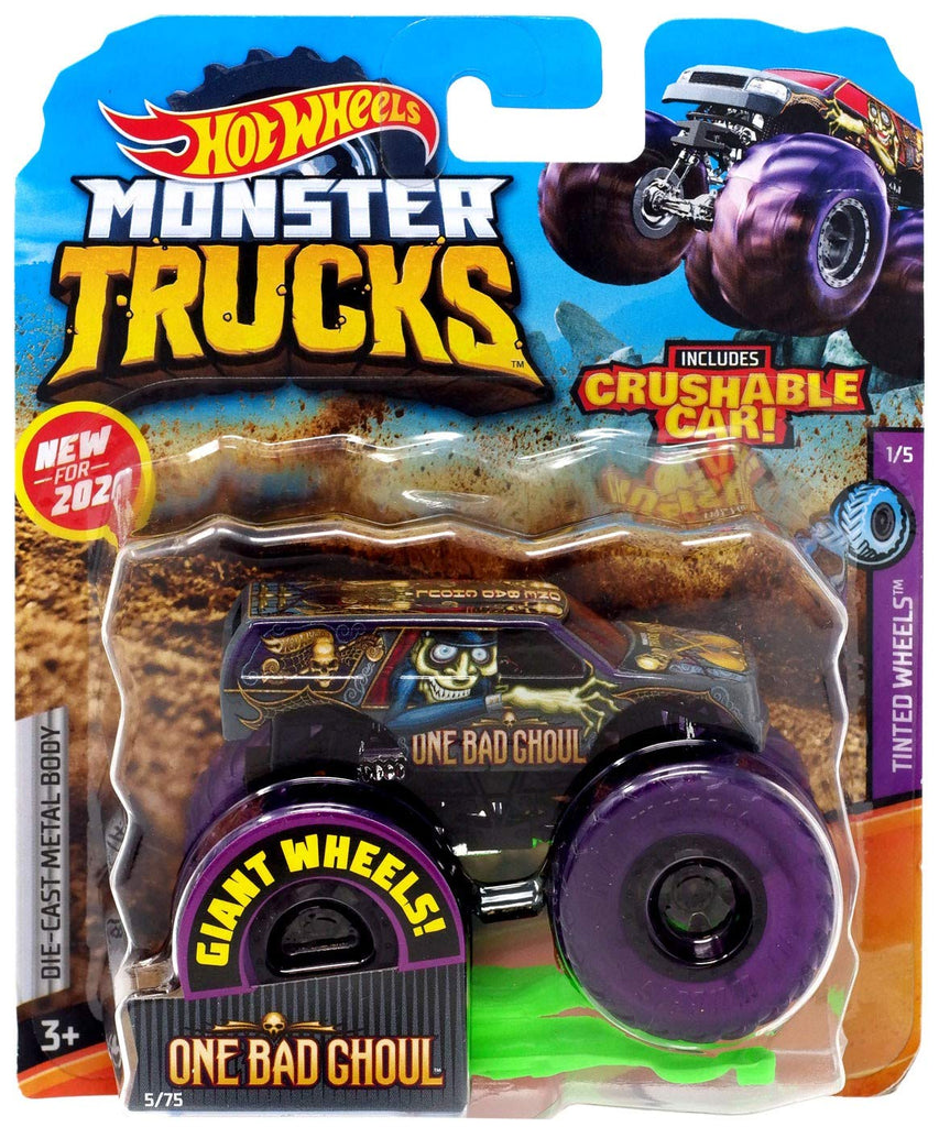 Monster Trucks One Bad Ghoul Giant Wheels with Crushable car 1:64 Tinted | Hot Wheels®