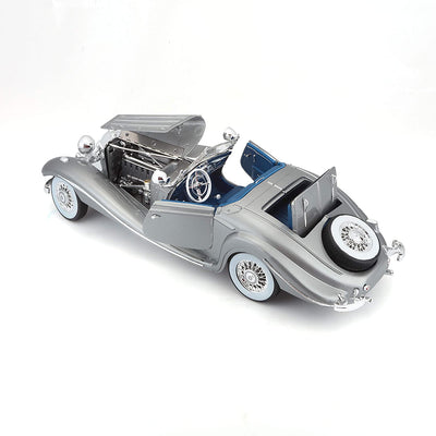 Mercedes Benz 500k Typeroadster - Silver (1936): Die-Cast Scale Model (1:18) | Maisto