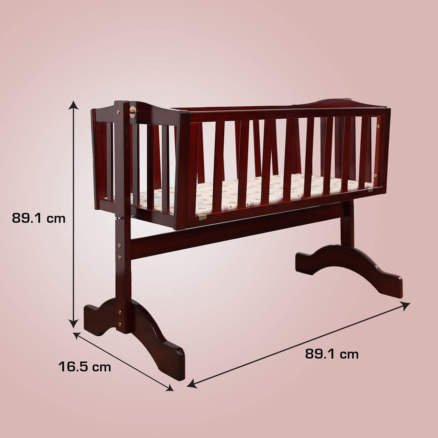 Baby Wooden Cot C-10, Cherry Red | LuvLap