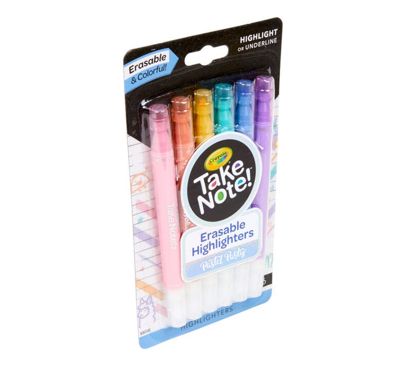 Take Note Erasable Highlighters, Pastel, 6 Count | Crayola by Crayola, USA Art & Craft