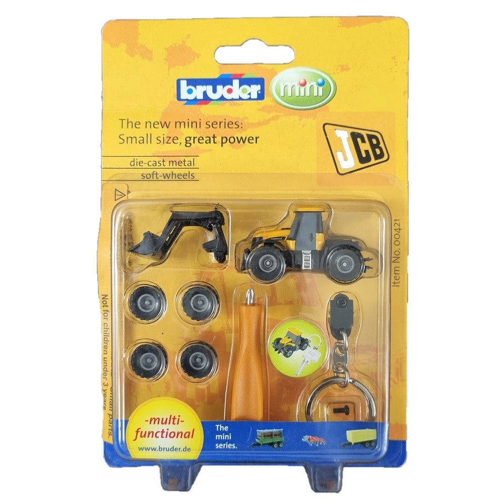 Bruder Die Cast Mini Series: JCB Fastrac 3220 with Keyring, Frontloader, Twin Tyres