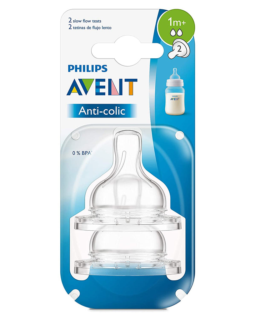 Anti-Colic Teat Slow Flow 2 Holes - Pack Of 2 (SCF632/27) | Philips Avent