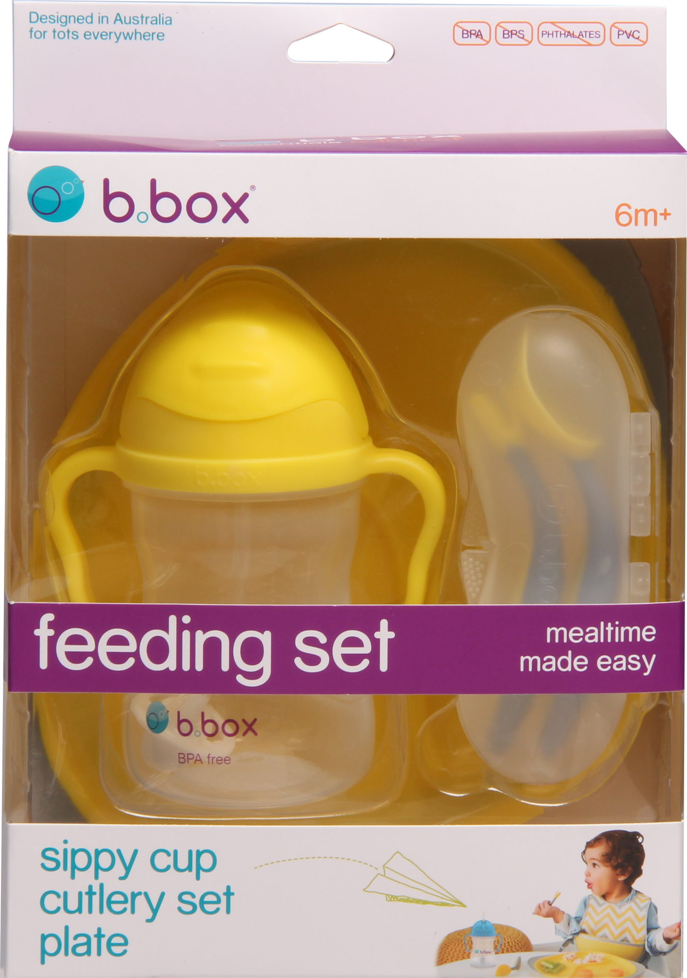 Feeding Set: Lemon Sherbet - Yellow Grey | b.box