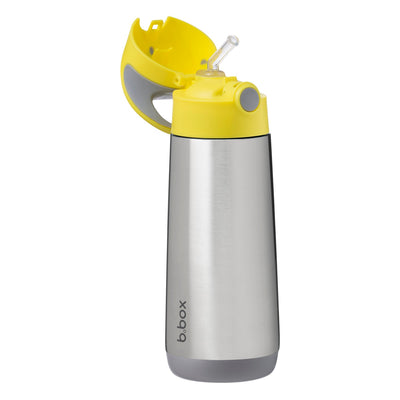 Insulated Straw Water Bottle 500ml: Lemon Sherbet - Yellow Grey | b.box
