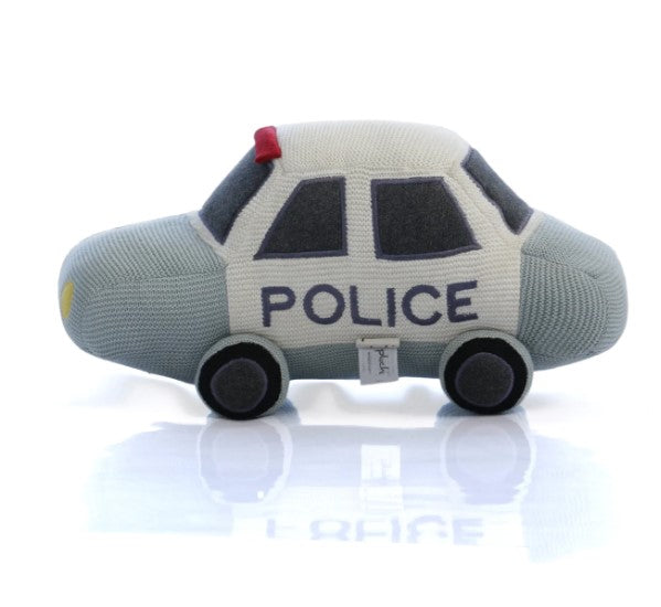 Police Car: Soft Toy for Babies / Kids - Light Blue , Black and Natural | Pluchi