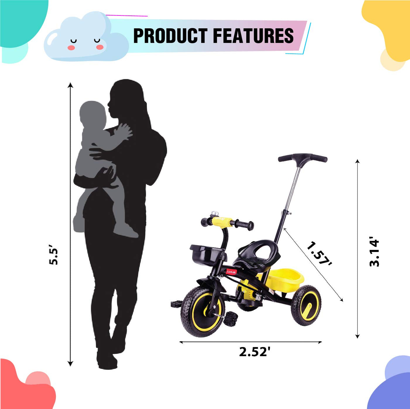 Elegant Baby Tricycle, Yellow | LuvLap