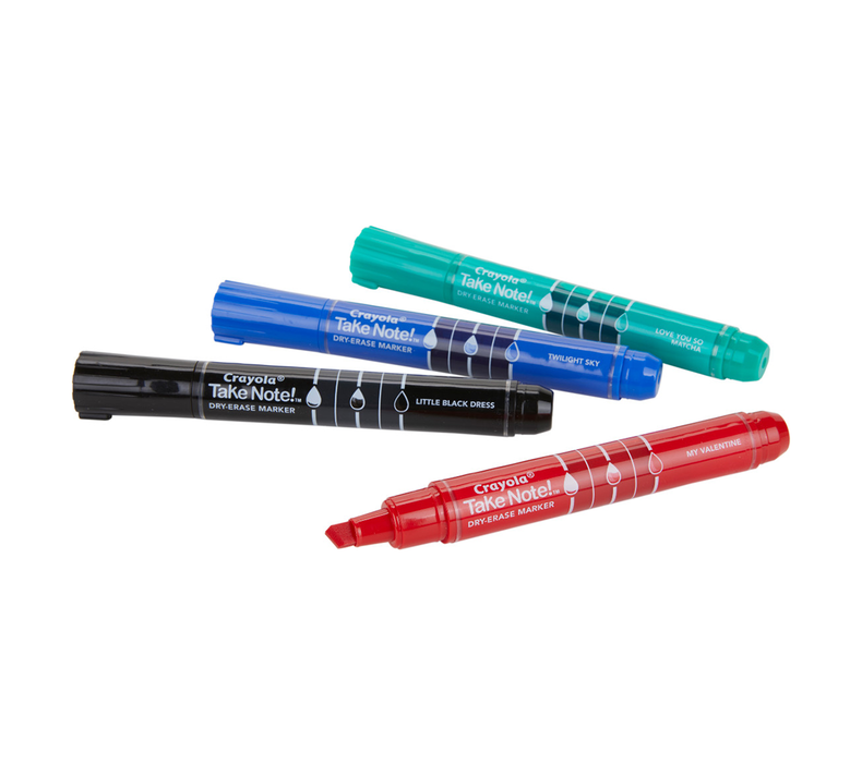 Take Note Dry Erase Markers, Chisel Tip, 4 Count | Crayola