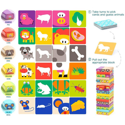 Color Wooden Blocks Animal Stacking Game for Kids 51 pieces - Krazy Caterpillar 