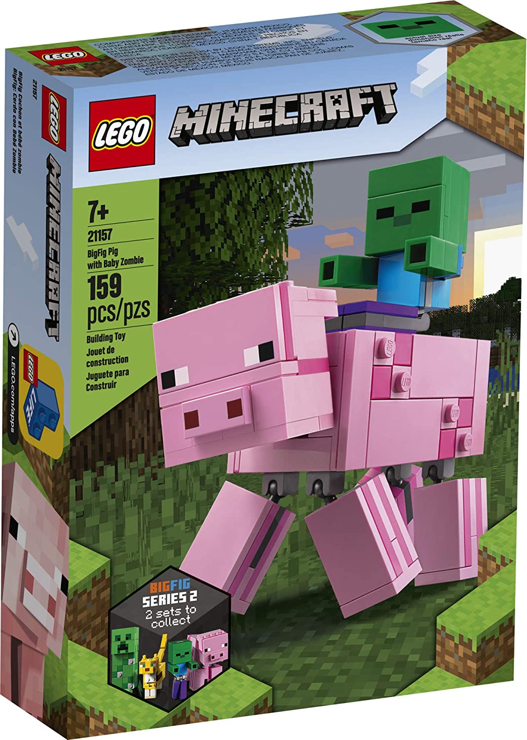 LEGO Minecraft Pig BigFig and Baby Zombie Character, 21157 (159 Pieces)