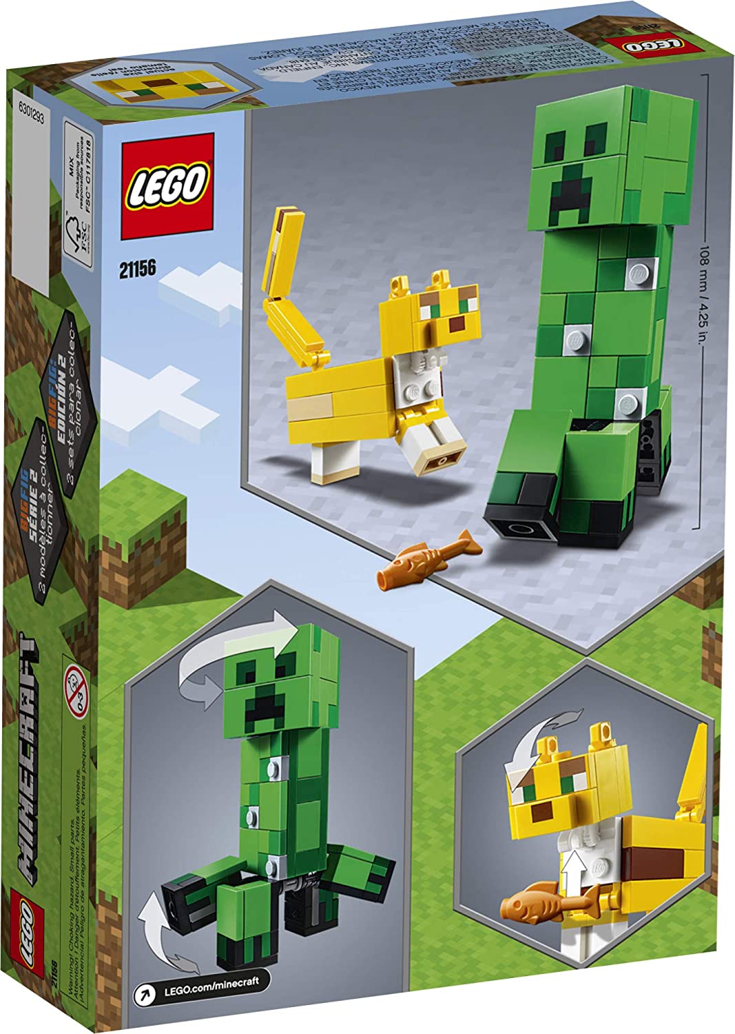 LEGO Minecraft Creeper BigFig and Ocelot Characters, 21156 (184 Pieces)