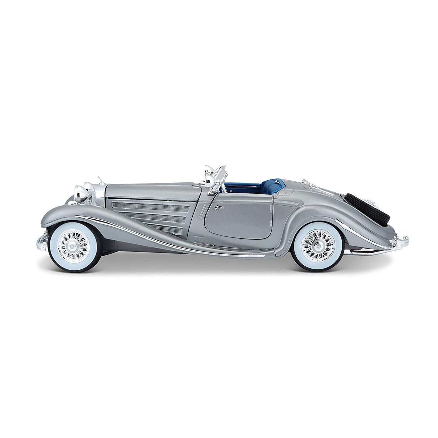 Mercedes Benz 500k Typeroadster - Silver (1936): Die-Cast Scale Model (1:18) | Maisto