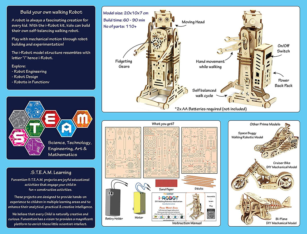 i-ROBOT DIY Walking Robot Mechanical Model Funvention – Krazy