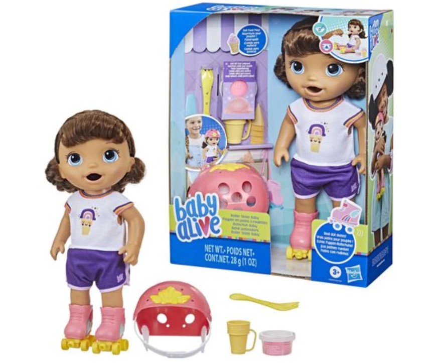 Baby Alive Roller Skate Baby Doll Brown Hair