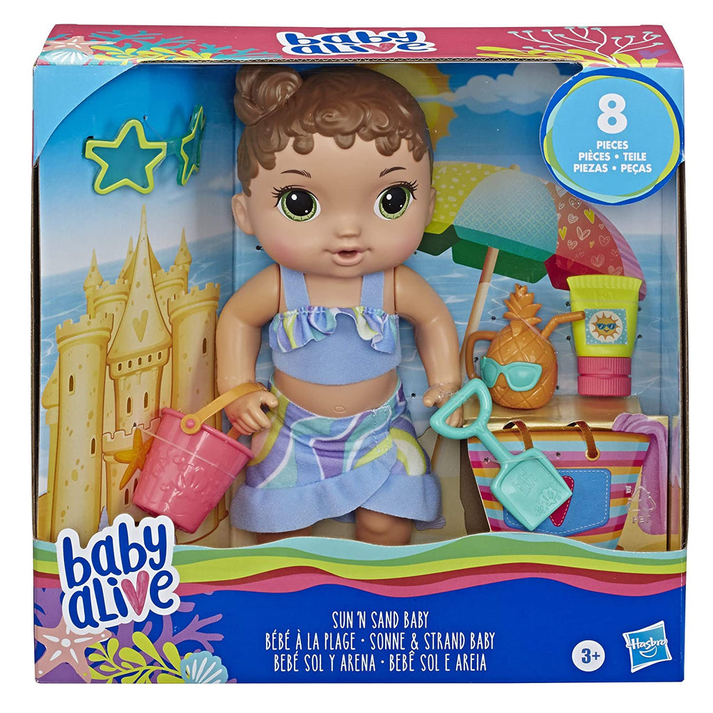 Baby Alive Sun N Sand Baby Doll Brown Hair With Beach Outfit