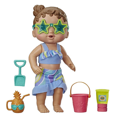 Baby Alive Sun N Sand Baby Doll Brown Hair With Beach Outfit