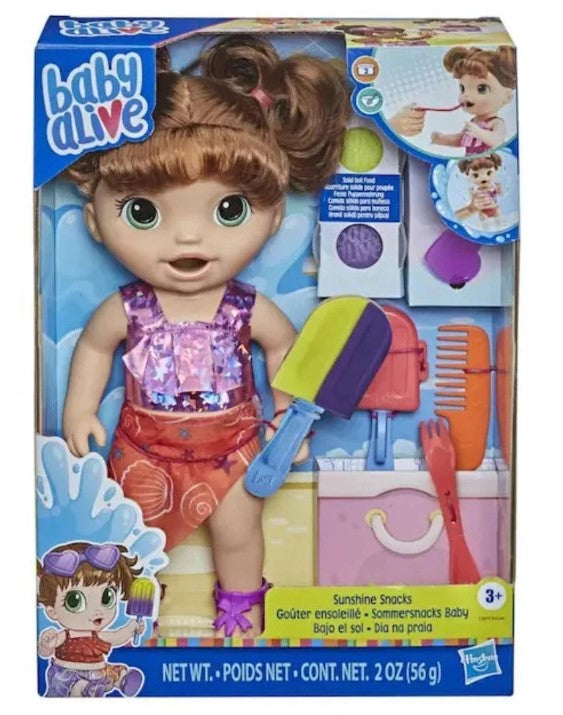 Baby Alive Sunshine Snacks Doll Brown Hair