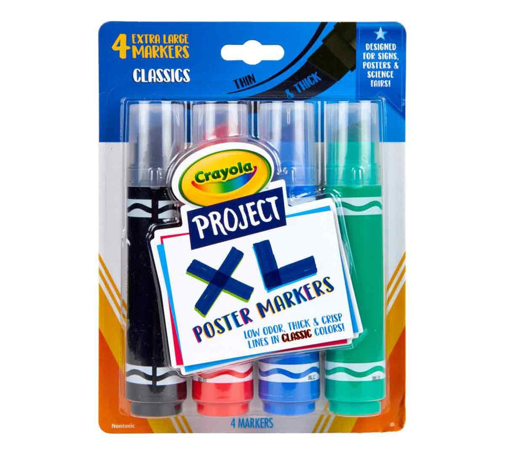 XL Poster Markers, Classic Colors, 4 Count | Crayola