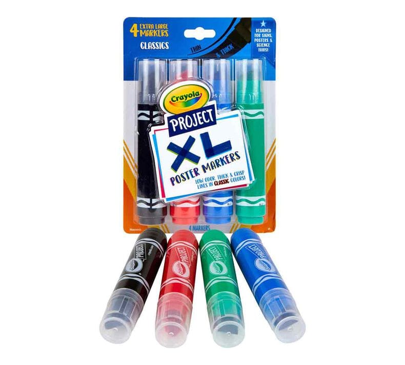 XL Poster Markers, Classic Colors, 4 Count | Crayola by Crayola, USA Art & Craft