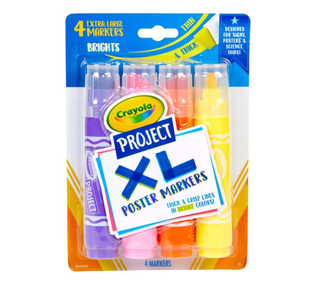 XL Poster Markers, Bright Colors, 4 Count | Crayola
