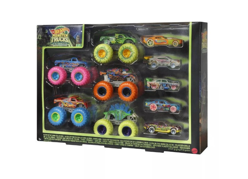 Hot Wheels Monster Trucks Glow in the Dark Vehicle ( 10 Pcs Set)