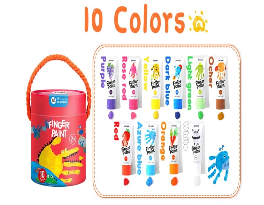 Washable Finger Paint, 10 Color Set | Jar Melo