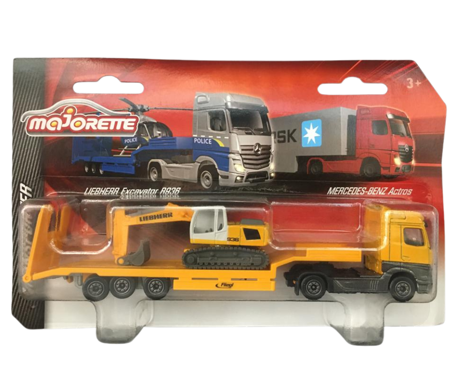 Mercedes Benz Actros With Liebherr Excavator R936: Trailer - Transporter | Majorette